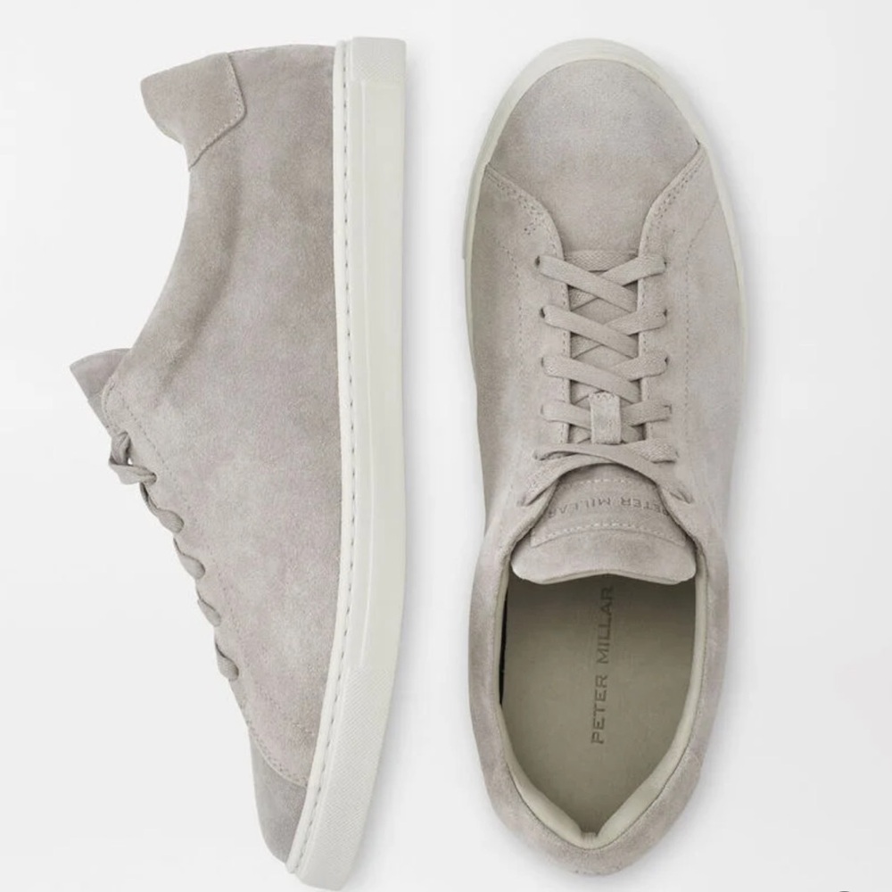 Peter Millar Men's Vantage Gray Suede Low Top Sneakers